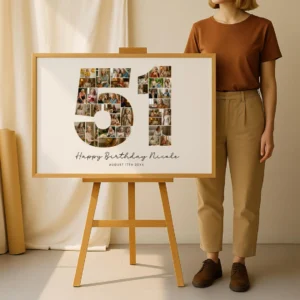 51st Birthday Photo Collage Template, Personalized Birthday Gift for Women, Mom, Number Collage, Family Gift, Birthday Gift, Canva - Image 4