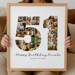 51st Birthday Photo Collage Template, Personalized Birthday Gift for Women, Mom, Number Collage, Family Gift, Birthday Gift, Canva - Image 5
