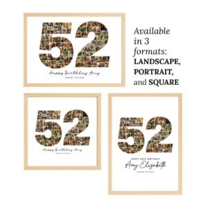 Alternative view of 52nd Birthday Photo Collage Template, Personalized 52nd Birthday Gift for Women, Mom, Number Collage, Family Gift, Birthday Gift, Canva