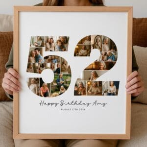 52nd Birthday Photo Collage Template, Personalized 52nd Birthday Gift for Women, Mom, Number Collage, Family Gift, Birthday Gift, Canva - Image 6