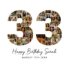 33rd Birthday Collage number 33 Canva template