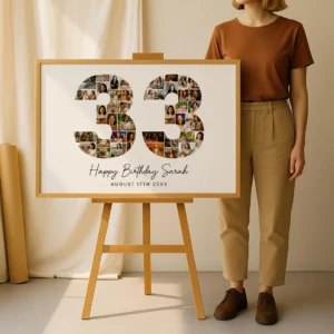 33th Birthday Photo Collage Template, Personalized Birthday Gift for Women, Number Collage, Family Gift, Birthday Gift, Canva - Image 4