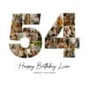 54th Birthday Collage number 54 Canva template