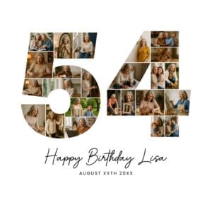 54th Birthday Collage number 54 Canva template