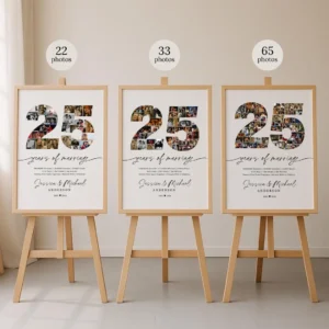 25th Anniversary Photo Collage Template, Portrait, Editable Years Photo Gift - Image 5
