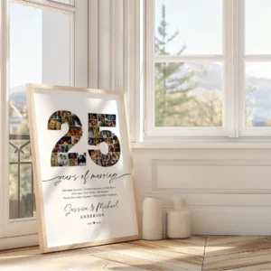 25th Anniversary Photo Collage Template, Portrait, Editable Years Photo Gift - Image 6