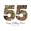 55th Birthday Collage number 55 Canva template