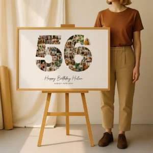 56th Birthday Photo Collage Template, Personalized 56th Birthday Gift for Women, Mom, Number Collage Family Gift, Birthday Gift, Canva - Image 3