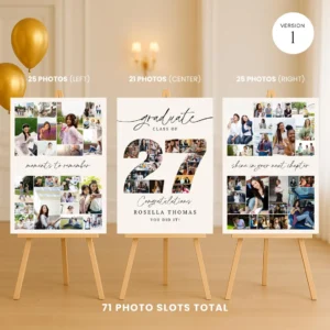 Graduation Photo Collage Template Class of 2027, Personalized Gift for Graduate, Graduation Party Poster, Canva Template - Image 5
