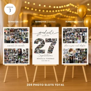 Graduation Photo Collage Template Class of 2027, Personalized Gift for Graduate, Graduation Party Poster, Canva Template - Image 7