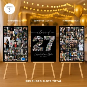 Graduation Photo Collage Class of 2027 TEMPLATE Set, Personalized Gift for Graduate, Graduation Party Poster Display, Photo Memory Keepsake - Image 5