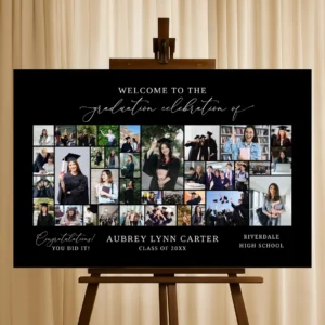 Black graduation photo collage Canva template