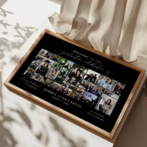 Black Graduation Photo Collage Class of 2026, Personalized Graduate Gift, Graduation Party Poster, Welcome Sign Template - Image 8