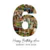 6th Birthday Photo Collage number 6 Canva template