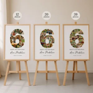 6th Birthday Photo Collage Template, Custom Gift for Girl, 6th Birthday, Number Collage, Number 6 Collage, 5th Collage, Canva Template - Image 5