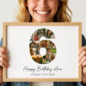 6th Birthday Photo Collage Template, Custom Gift for Girl, 6th Birthday, Number Collage, Number 6 Collage, 5th Collage, Canva Template - Image 7