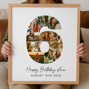 6th Birthday Photo Collage Template, Custom Gift for Girl, 6th Birthday, Number Collage, Number 6 Collage, 5th Collage, Canva Template - Image 8