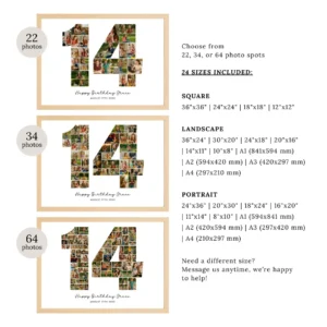 14th Birthday Photo Collage Template, Custom Girl Gift (Canva Template) - Image 3