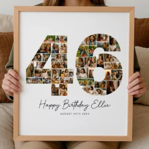 46th Birthday Photo Collage Template, Personalized 46th Birthday Gift for Her, Women, Mom, Number Collage Family Gift, Birthday Gift, Canva - Image 8