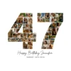 47th Birthday Collage number 47 Canva template