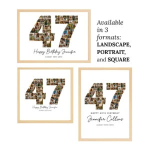 47th Birthday Photo Collage Template, Personalized Birthday Gift for Her, Women, Mom, Number Collage Family Gift, Birthday Gift, Canva - Image 4