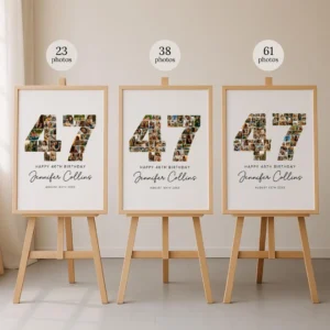 47th Birthday Photo Collage Template, Personalized Birthday Gift for Her, Women, Mom, Number Collage Family Gift, Birthday Gift, Canva - Image 6