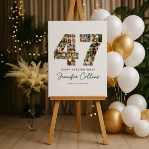 47th Birthday Photo Collage Template, Personalized Birthday Gift for Her, Women, Mom, Number Collage Family Gift, Birthday Gift, Canva - Image 8