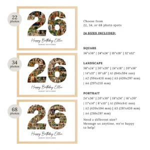 26th Birthday Photo Collage Template, Personalized Birthday Gift for Her, Women, Number Collage Family Gift, Birthday Gift, Canva - Image 6