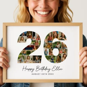 26th Birthday Photo Collage Template, Personalized Birthday Gift for Her, Women, Number Collage Family Gift, Birthday Gift, Canva - Image 7
