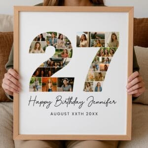 27th Birthday Photo Collage Template, Personalized 27th Birthday Gift for Her, Women, Number Collage Family Gift, Birthday Gift - Image 8