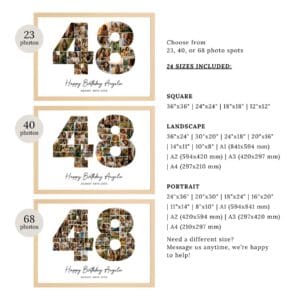 48th Birthday Photo Collage Template, Personalized Birthday Gift for Her, Women, Mom, Number Collage Family Gift, Birthday Gift, Canva - Image 7