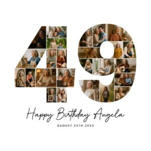 49th Birthday Collage number 49 Canva template