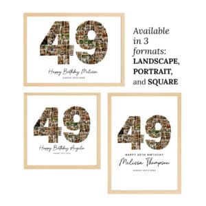 49th Birthday Photo Collage Template, Personalized 49th Birthday Gift for Her, Women, Mom, Number Collage Family Gift, Birthday Gift, Canva - Image 3