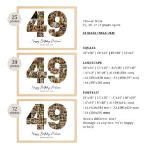 49th Birthday Photo Collage Template, Personalized 49th Birthday Gift for Her, Women, Mom, Number Collage Family Gift, Birthday Gift, Canva - Image 4
