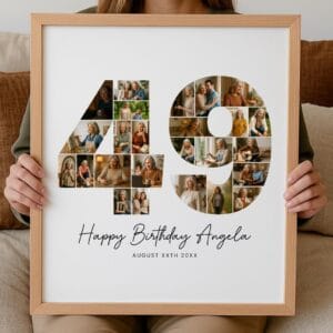 49th Birthday Photo Collage Template, Personalized 49th Birthday Gift for Her, Women, Mom, Number Collage Family Gift, Birthday Gift, Canva - Image 8