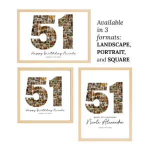 51st Birthday Photo Collage Template, Personalized Birthday Gift for Women, Mom, Number Collage, Family Gift, Birthday Gift, Canva - Image 6
