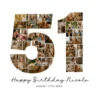 51st Birthday Collage number 51 Canva template