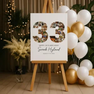 33th Birthday Photo Collage Template, Personalized Birthday Gift for Women, Number Collage, Family Gift, Birthday Gift, Canva - Image 7