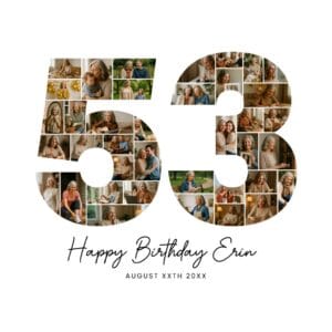 53rd Birthday Collage number 53 Canva template