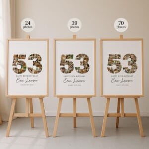 53rd Birthday Photo Collage Template, Personalized Birthday Gift for Her, Women, Mom, Number Collage Family Gift, Birthday Gift, Canva - Image 5