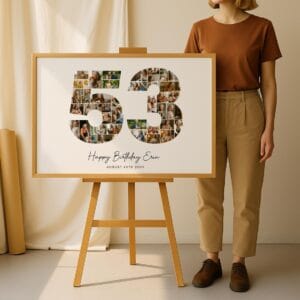 53rd Birthday Photo Collage Template, Personalized Birthday Gift for Her, Women, Mom, Number Collage Family Gift, Birthday Gift, Canva - Image 6