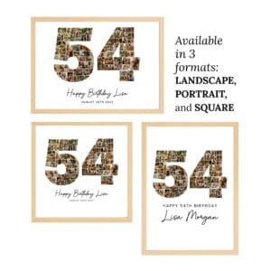 54th Birthday Photo Collage Template, Personalized 54th Birthday Gift for Her, Women, Mom, Number Collage Family Gift, Birthday Gift, Canva - Image 6