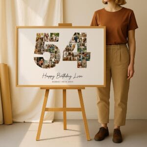 54th Birthday Photo Collage Template, Personalized 54th Birthday Gift for Her, Women, Mom, Number Collage Family Gift, Birthday Gift, Canva - Image 7