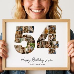 54th Birthday Photo Collage Template, Personalized 54th Birthday Gift for Her, Women, Mom, Number Collage Family Gift, Birthday Gift, Canva - Image 8