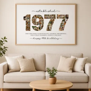 Editable 1977 Photo Collage Birthday Template, 49th Birthday Number Collage, Personalized Year Photo Poster, Canva Digital Download - Image 4