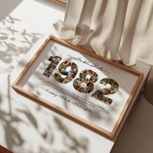 Alternative view of 1982 Photo Collage Template, 44th Birthday Number Collage, Personalized Year Photo Poster, Editable Canva Digital Download