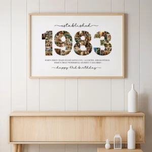 1983 Photo Collage Template, 43rd Birthday Number Collage, Personalized Year Photo Poster, Editable Canva Digital Download - Image 3