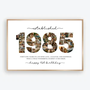 41st birthday photo collage 1985 Canva template
