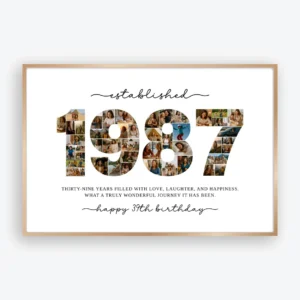 1987 Photo Collage Template 39th Birthday Number Collage