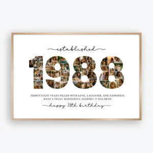 1988 Photo Collage Template 38th Birthday Number Collage